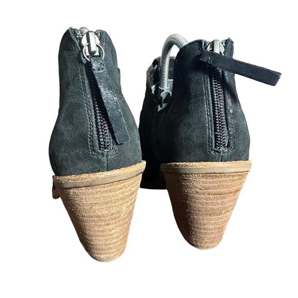 Sofft Millard Sz 8.5 Suede Peep Toe Sandals Cutout Block Heel Comfort Black - Picture 7 of 10